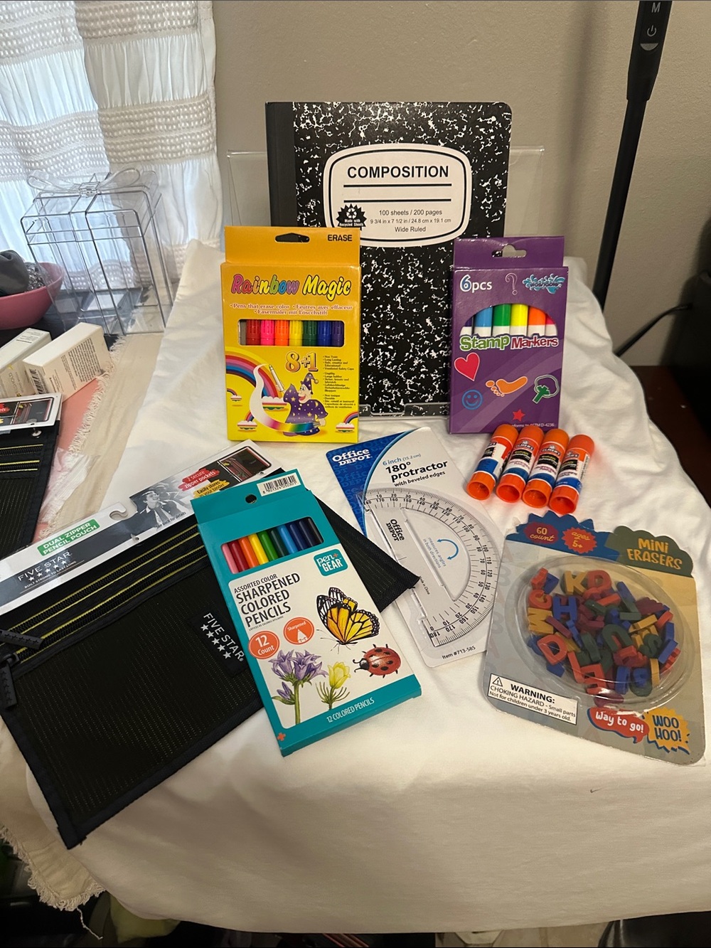 Composition Black Marble Notebook and Colorful School Supplies bundle NWT
